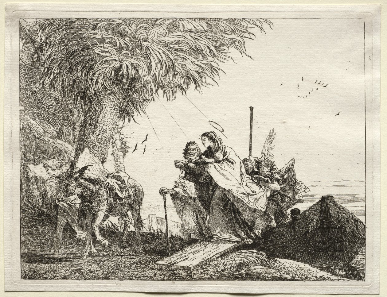 Fuite en Égypte : La Sainte Famille débarquant - Giovanni Domenico Tiepolo