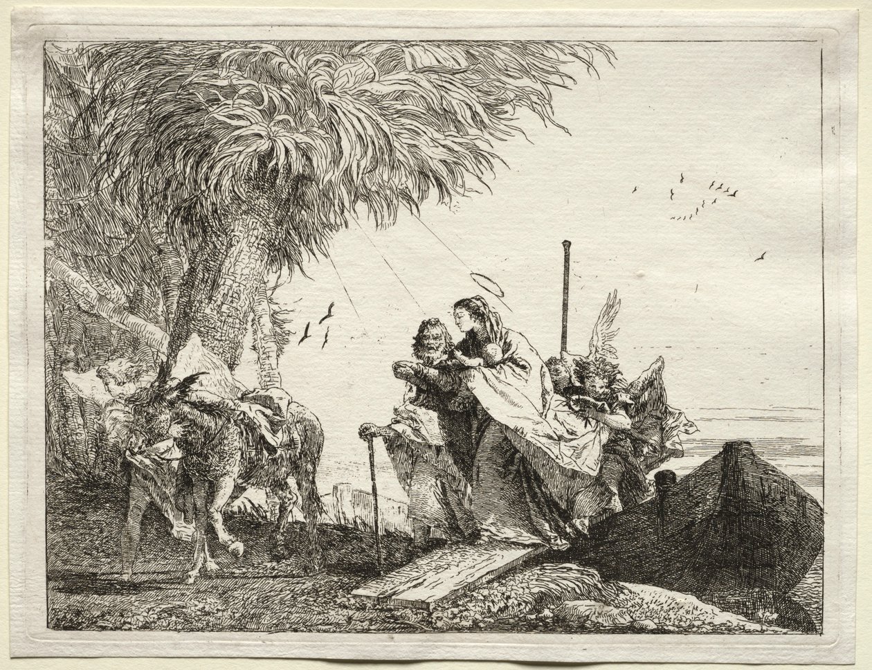 Fuite en Égypte : La Sainte Famille débarquant - Giovanni Domenico Tiepolo