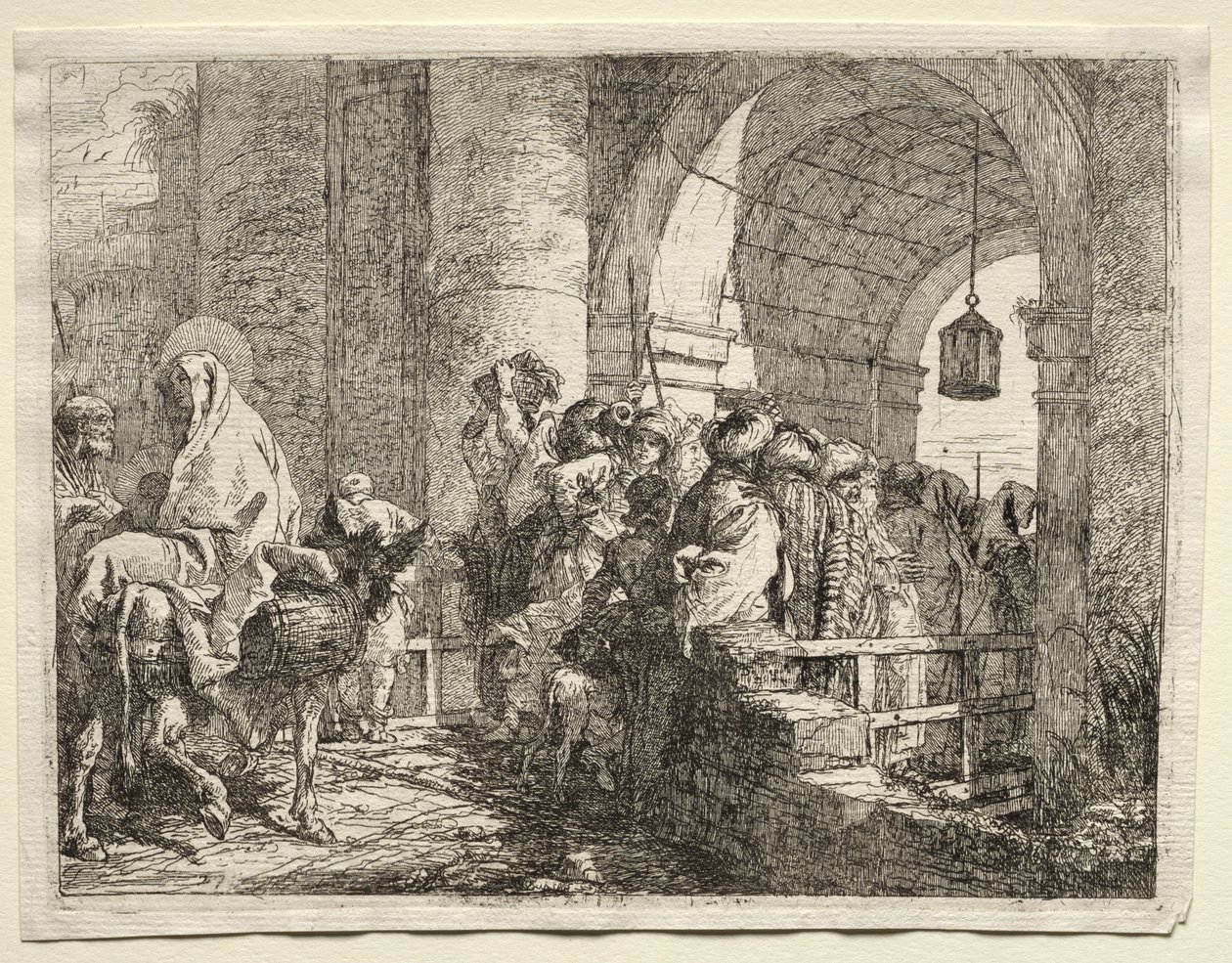 Fuite en Égypte : La Sainte Famille passant sous une arche - Giovanni Domenico Tiepolo