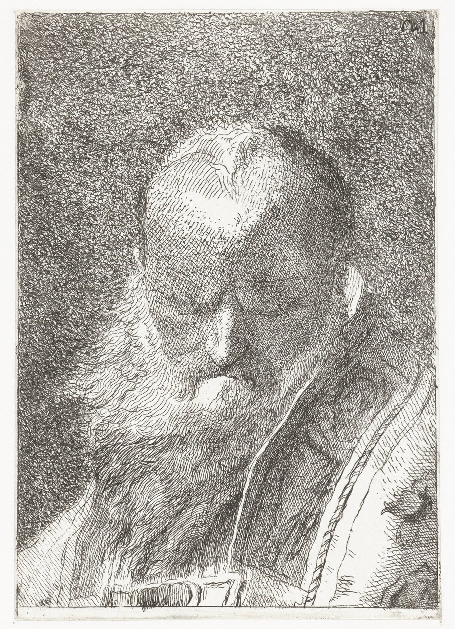 Ecclésiastique à tête chauve en chasuble - Giovanni Domenico Tiepolo
