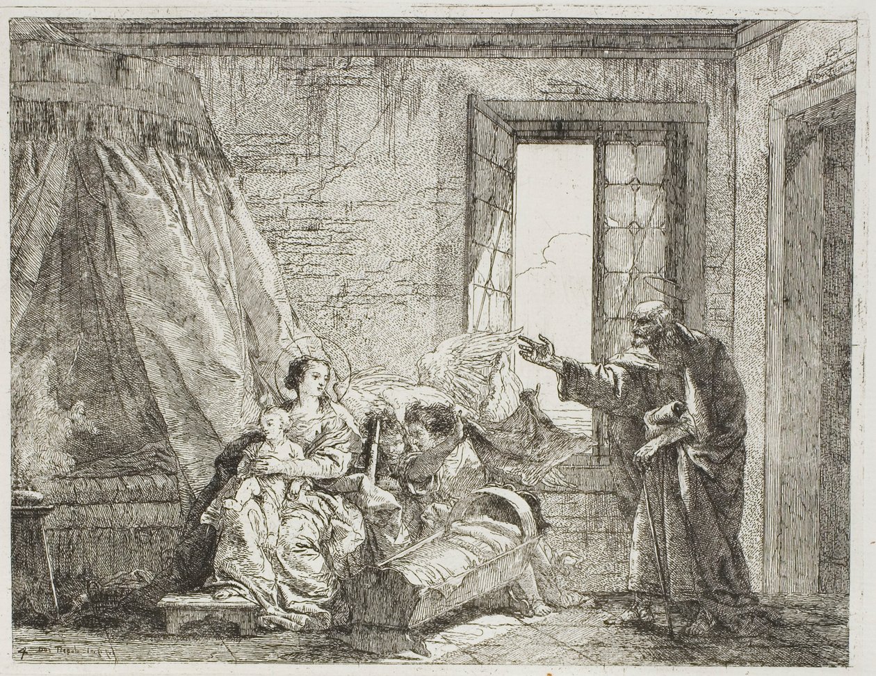 Joseph Annonce à Marie Leur Départ Imminent, planche quatre de La Fuite en Égypte - Giovanni Domenico Tiepolo