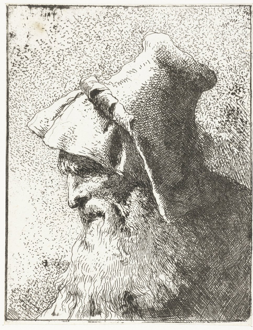 Homme avec barbe et chapeau (Collection de têtes) - Giovanni Domenico Tiepolo