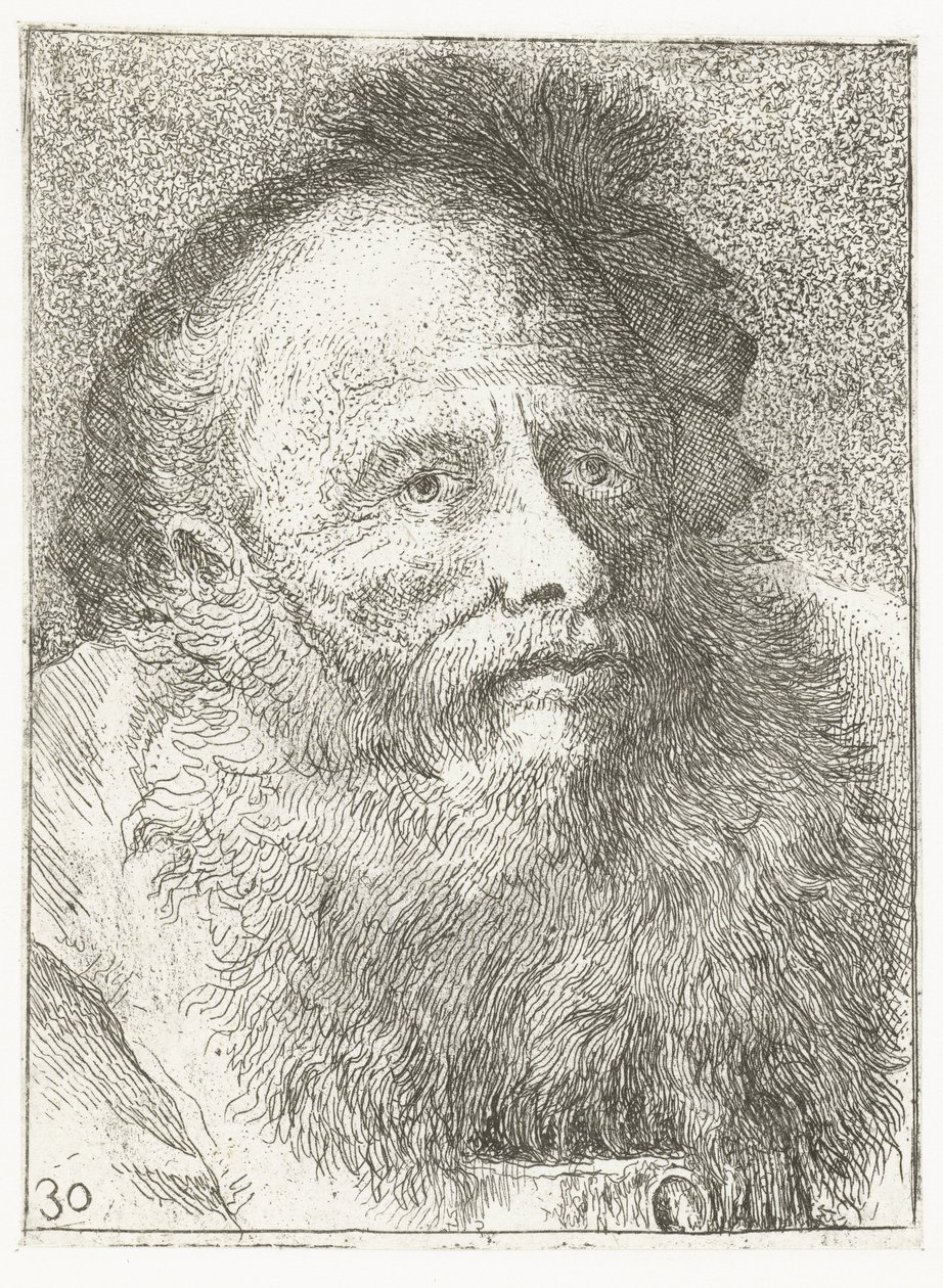 Homme avec barbe et coiffe à plume - Giovanni Domenico Tiepolo