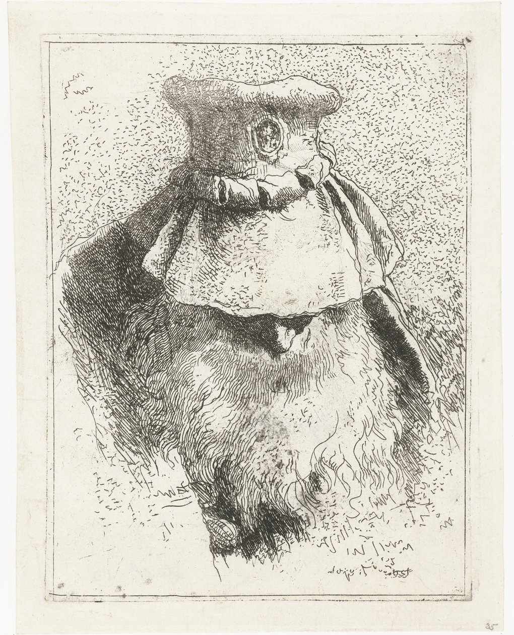 Homme avec la tête baissée et un grand chapeau - Giovanni Domenico Tiepolo