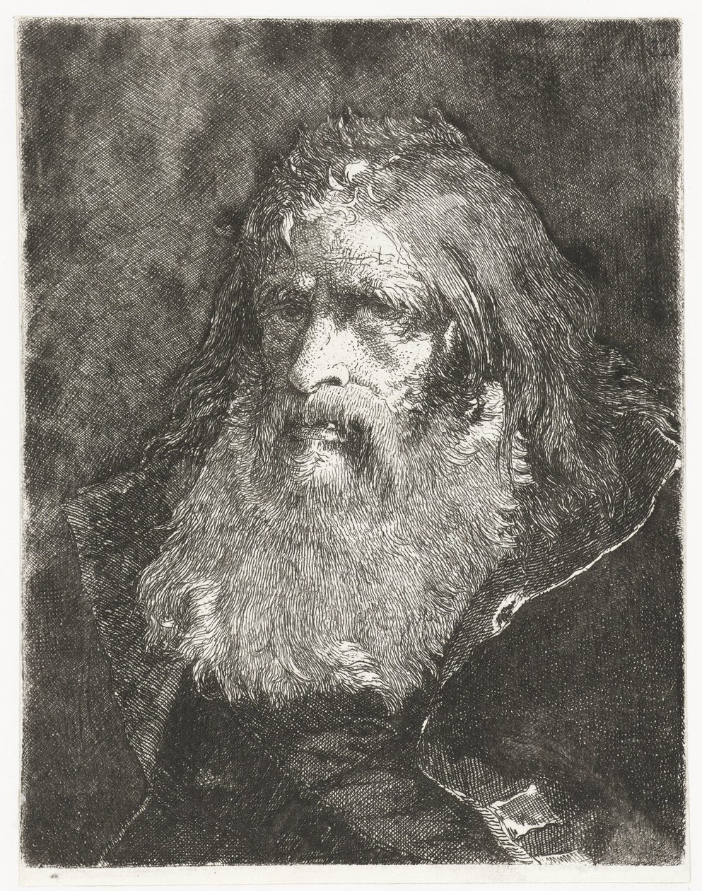 Homme aux longs cheveux sans couvre-chef - Giovanni Domenico Tiepolo