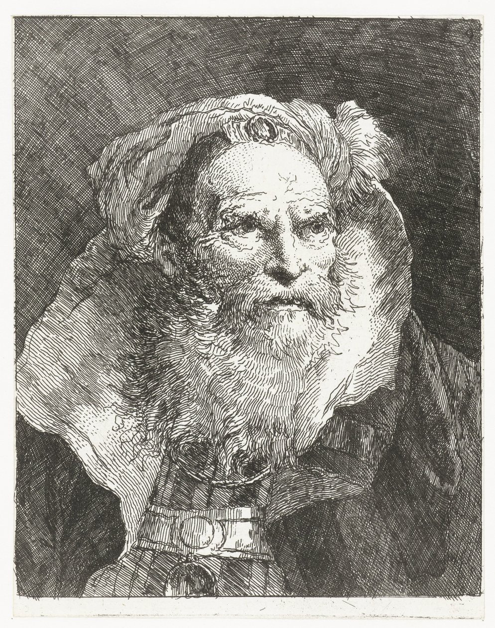 Homme avec un turban et un col haut, Verzameling hoofden (série) - Giovanni Domenico Tiepolo