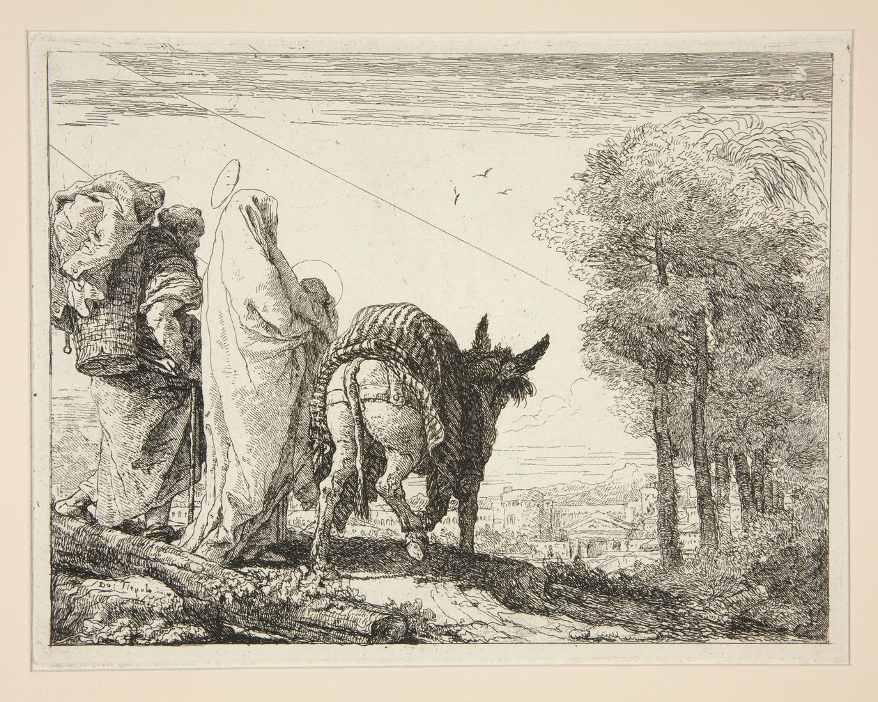 Marie tenant son enfant dans ses bras, de la série Idee pittoresche sopra la fuga in Egitto - Giovanni Domenico Tiepolo