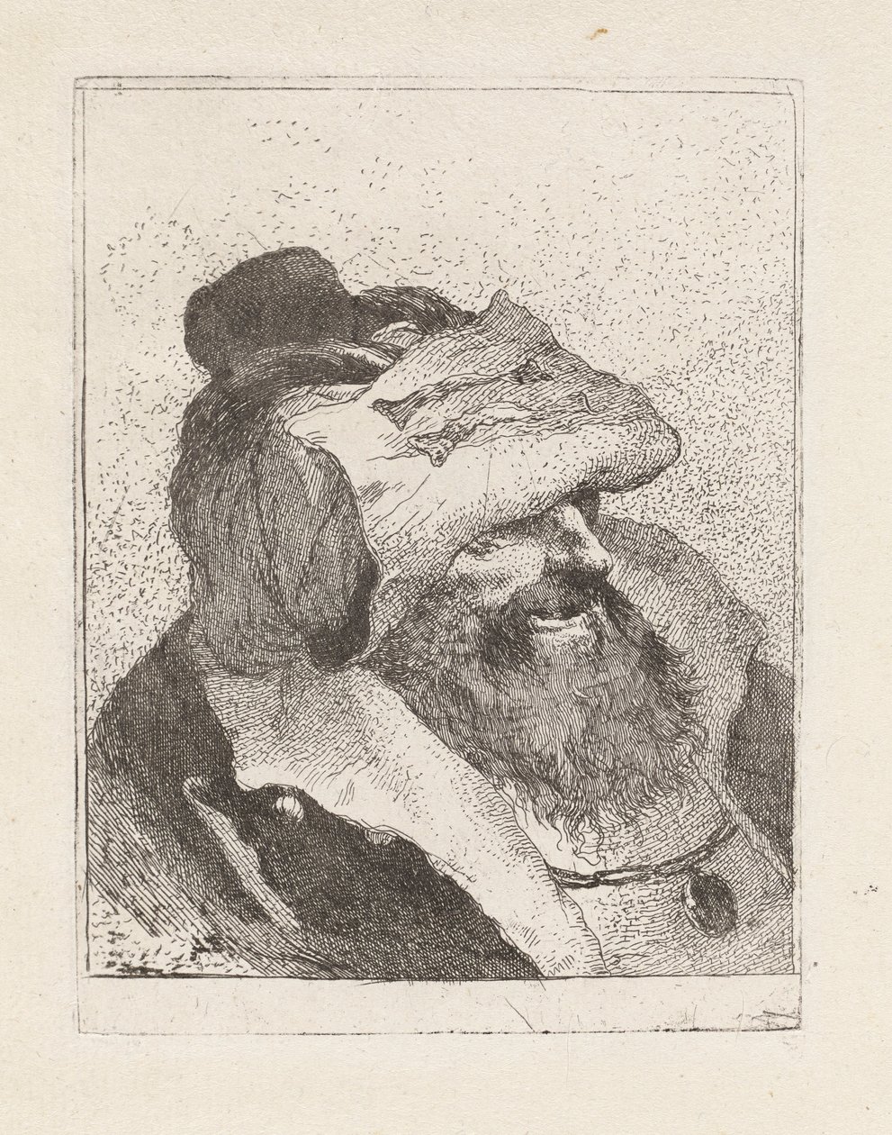 Vieil homme avec son chapeau sur le front (Raccolta di Teste) - Giovanni Domenico Tiepolo