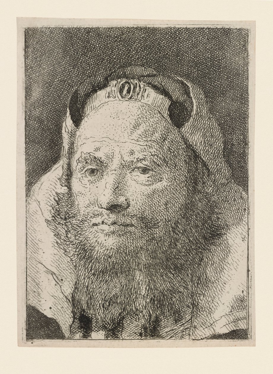 Vieil homme avec une barbe, de la Raccolta di Teste (Collection de têtes) - Giovanni Domenico Tiepolo