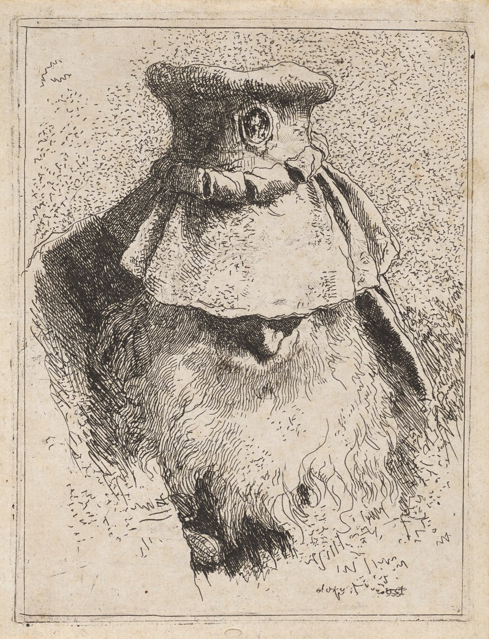 Vieil homme avec un grand chapeau, de la Raccolta di Teste (Collection de têtes) - Giovanni Domenico Tiepolo