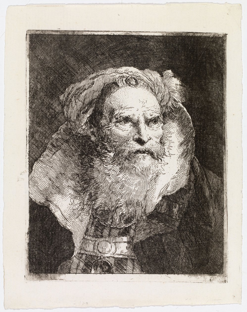 Vieil homme au turban, tourné vers la droite - Giovanni Domenico Tiepolo