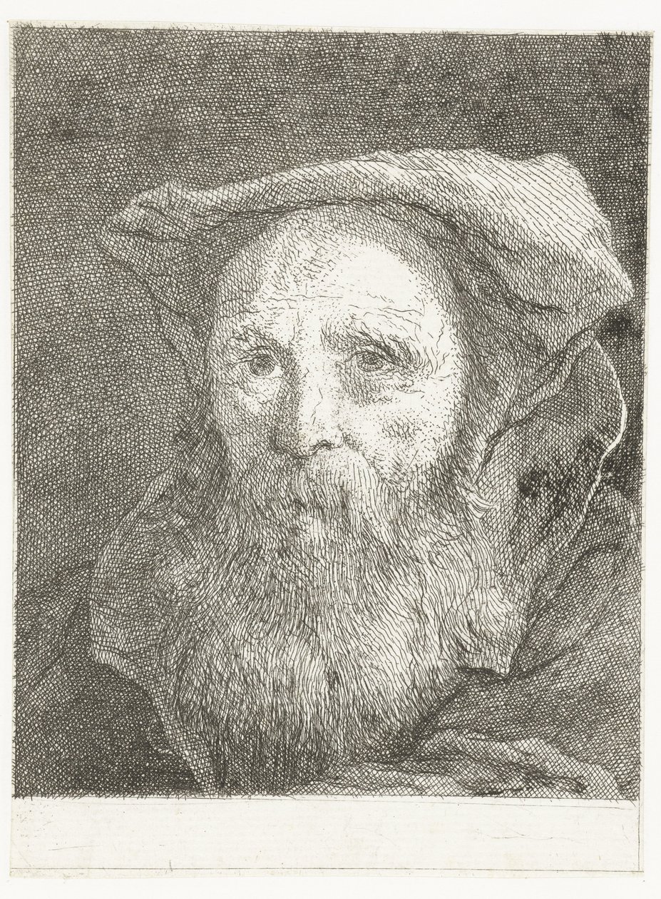 Vieil homme avec barbe et béret (Verzameling hoofden) (Raccolta di Teste) - Giovanni Domenico Tiepolo