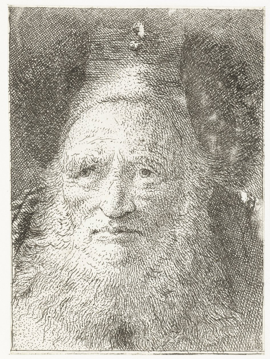 Vieil homme avec bonnet de fourrure (Collection de têtes) - Giovanni Domenico Tiepolo