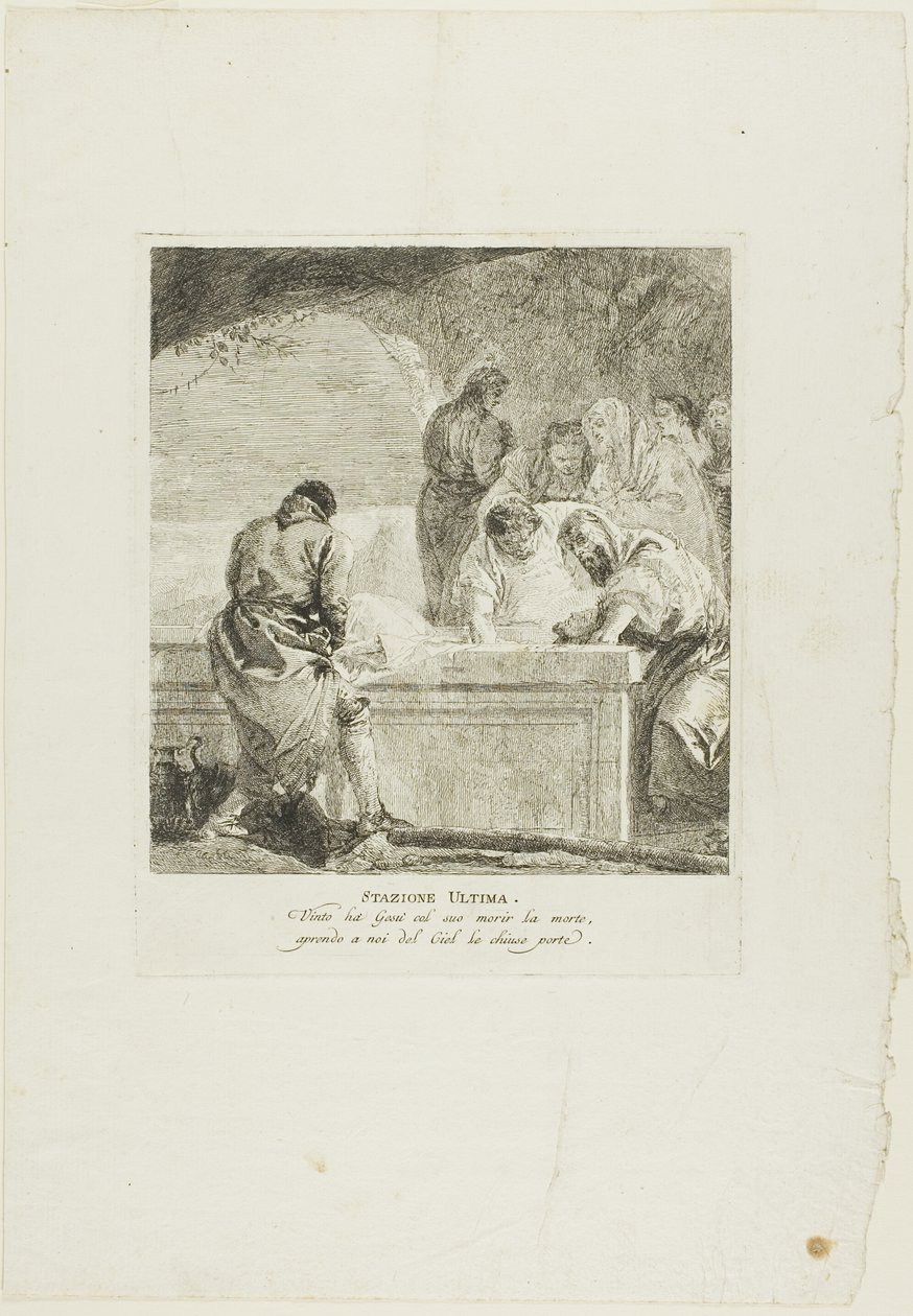 La mise au tombeau, quatorzième planche du chemin de croix - Giovanni Domenico Tiepolo