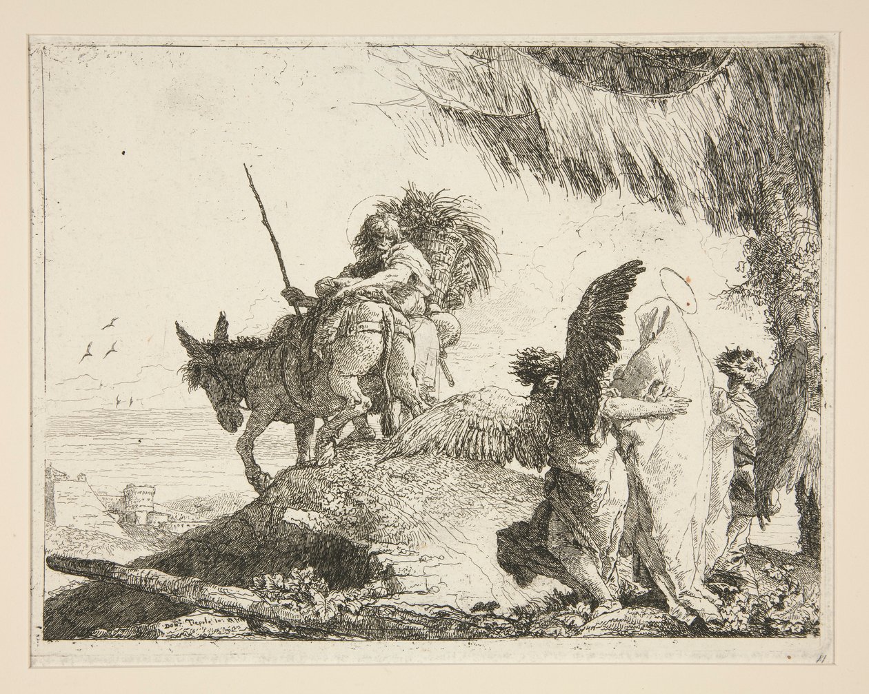 La Sainte Famille entre deux anges, de la série Idée pittoresche sopra la fuga in Egitto - Giovanni Domenico Tiepolo