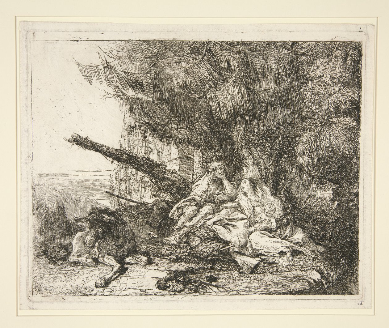 Le repos pendant la fuite en Égypte, de la série Idées pittoresques sur la fuite en Égypte - Giovanni Domenico Tiepolo