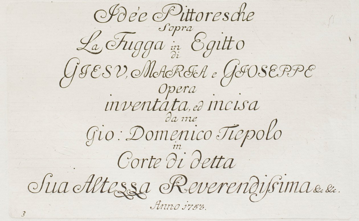 Page de titre de La fuite en Égypte - Giovanni Domenico Tiepolo