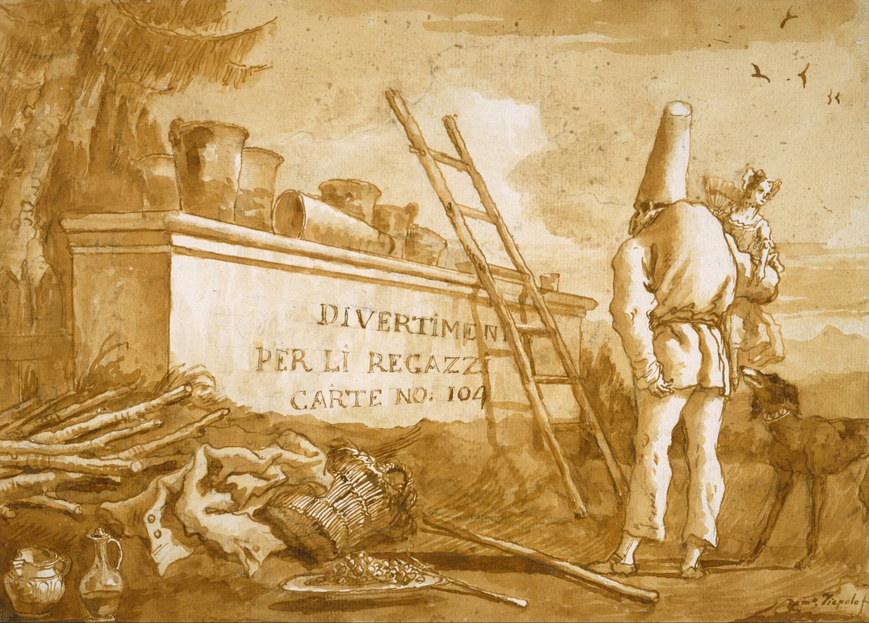 Page de titre de la série Punchinello - Giovanni Domenico Tiepolo
