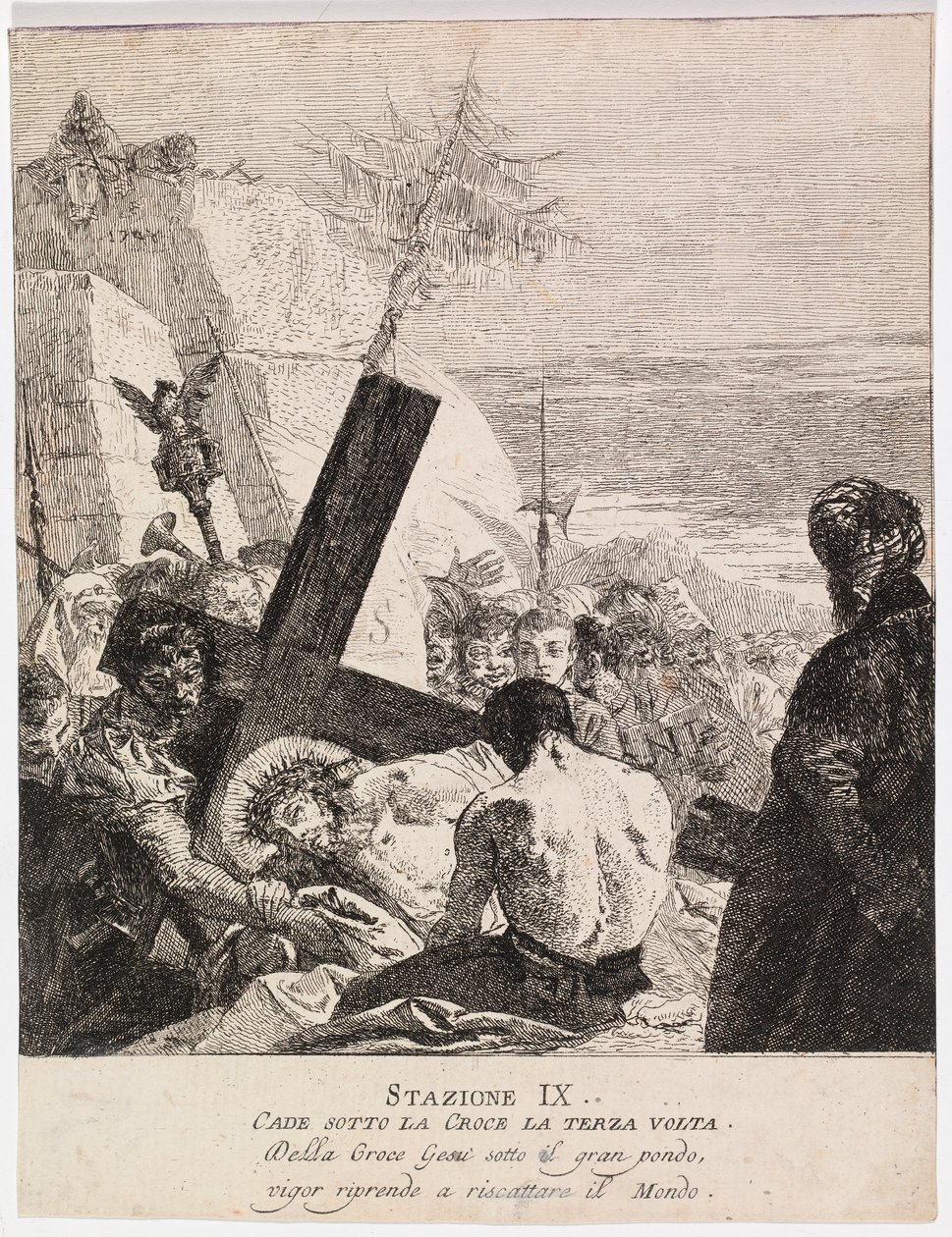 Via crucis - Station IX. Jésus tombe pour la troisième fois - Giovanni Domenico Tiepolo