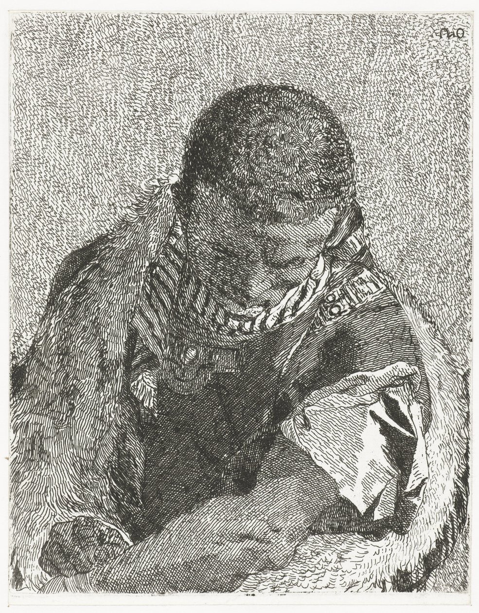 Garçon noir avec la tête baissée (Verzameling hoofden) - Giovanni Domenico Tiepolo