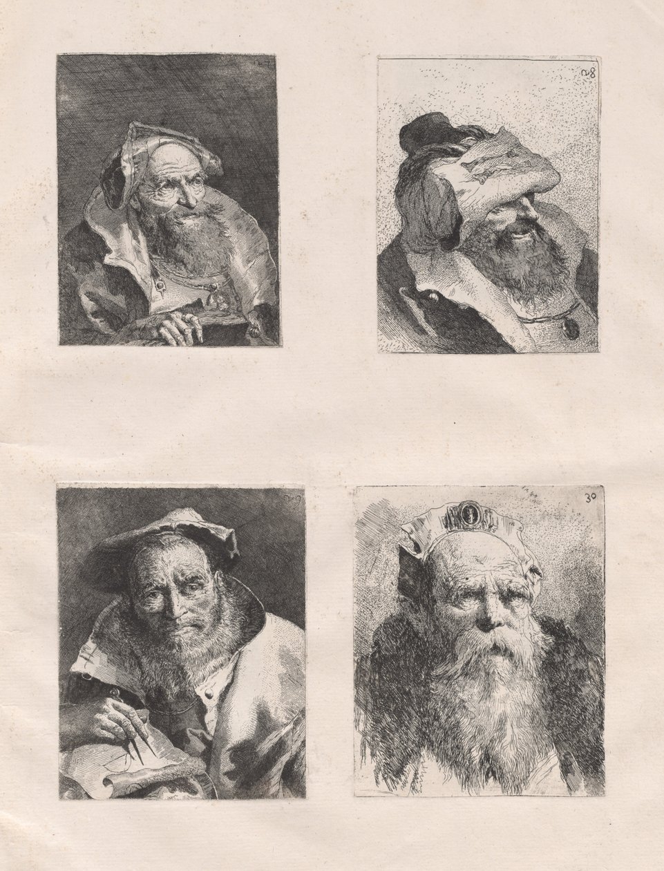 Raccolta di teste (Parties I et II) - Giovanni Domenico Tiepolo, after Giovanni Battista Tiepolo