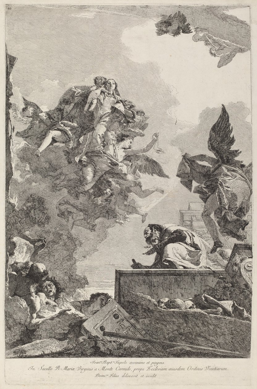 La Vierge du Carmel apparaissant à Saint Simon Stock - Giovanni Domenico Tiepolo after Giovanni Battista Tiepolo
