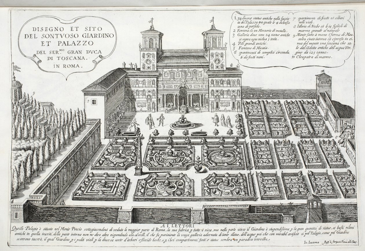 Vue des jardins et du palais du Grand-Duc de Toscane, Rome - Giovanni Domenico de