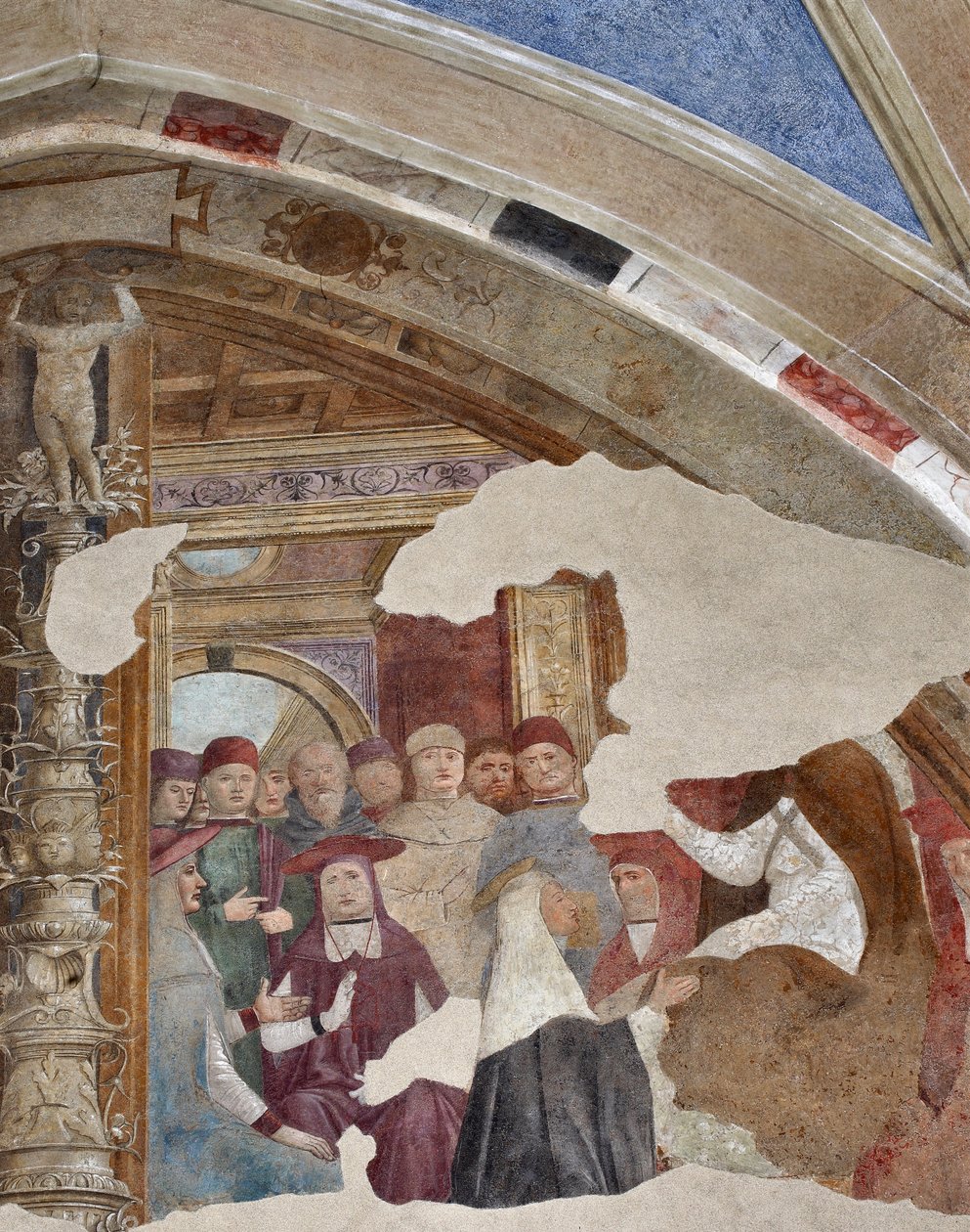 Représentation de Sainte Catherine de Sienne devant le pape Grégoire XI à Avignon Fresque de Giovanni Donato da Montorfano (1460-1502) Lunette de la chapelle Bolla, nef gauche - Giovanni Donato Montorfano