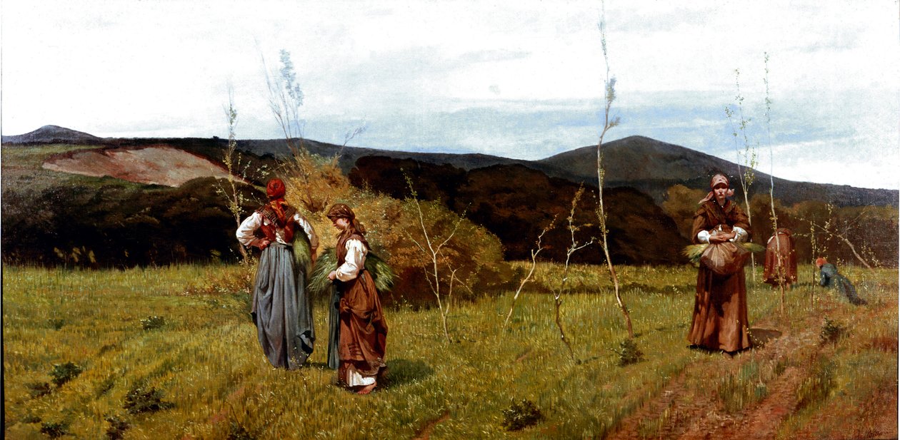 Paysans macchiaiole dans les champs pendant la récolte - Giovanni Fattori
