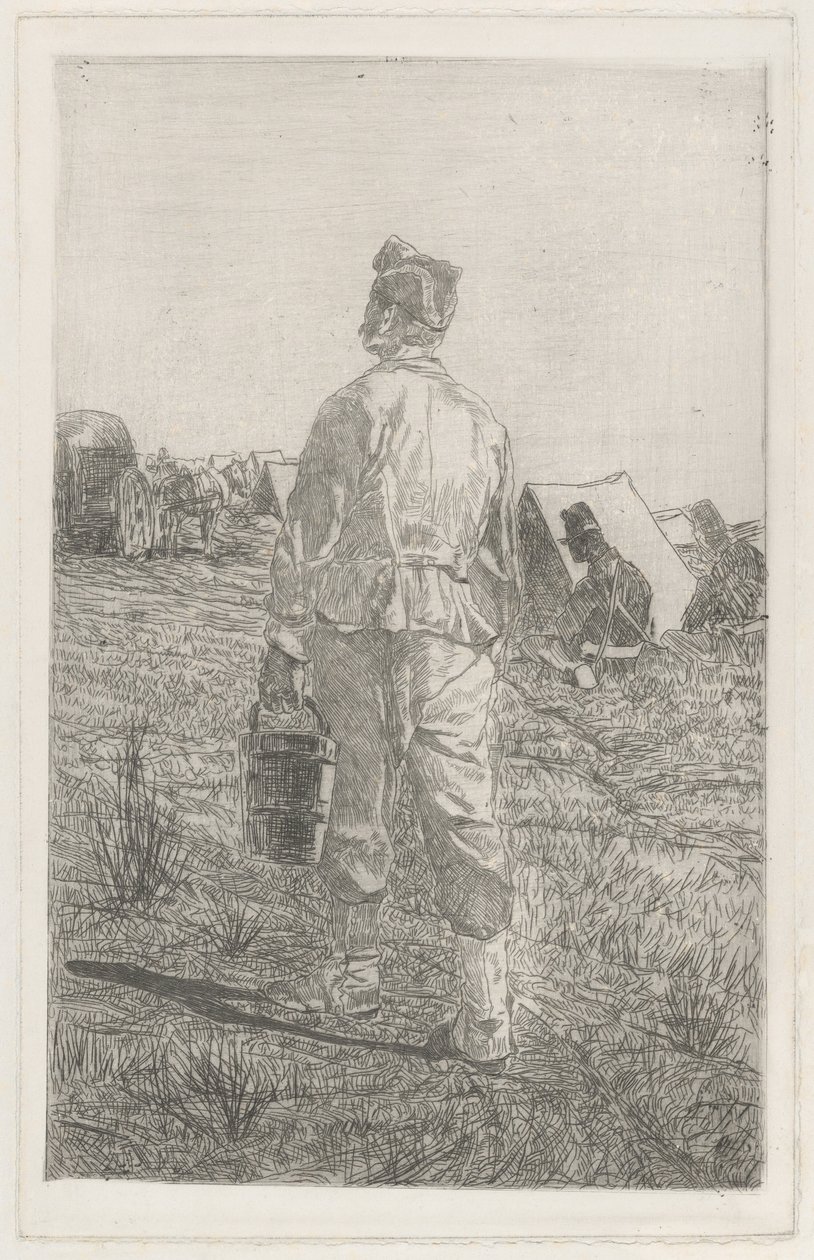 Soldat de dos avec un seau (Soldato di spalle con secchio) - Giovanni Fattori