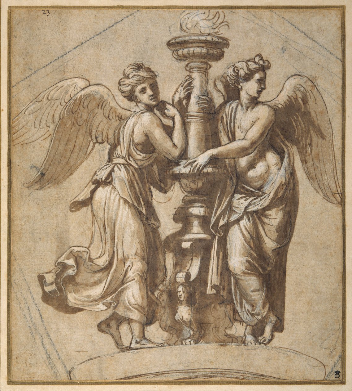 Victoire embrassant un candélabre - Giovanni Francesco (c.1488 1528) Penni