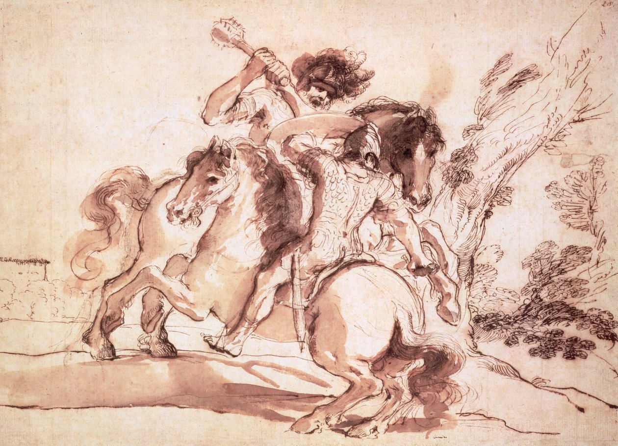 Deux cavaliers se battant - Giovanni Francesco Barbieri