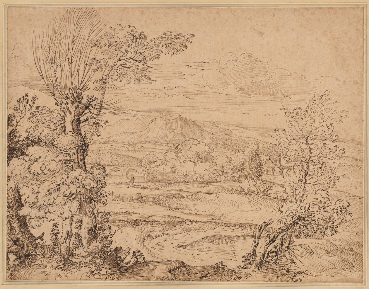 Paysage avec rivière et aqueduc - Giovanni Francesco Grimaldi