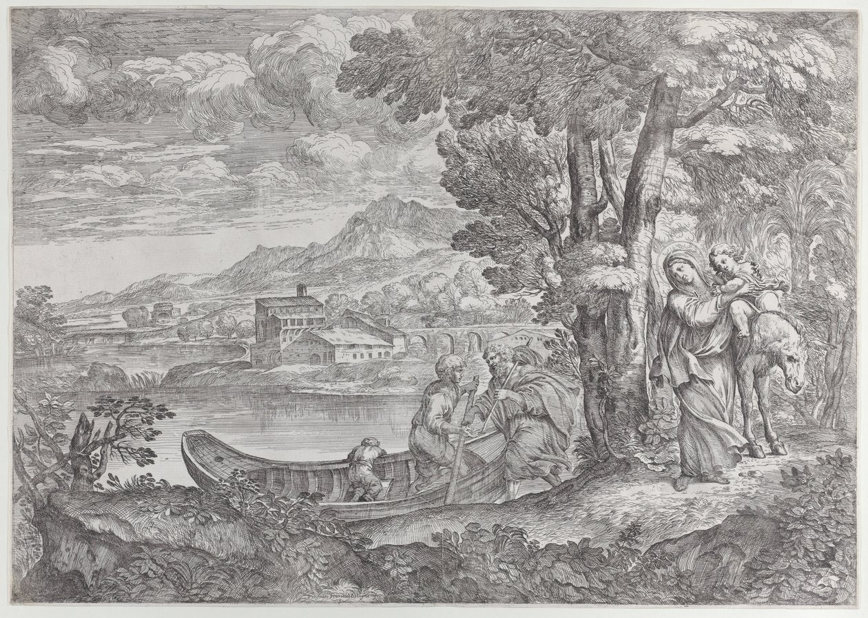 Paysage avec la fuite en Égypte - Giovanni Francesco Grimaldi