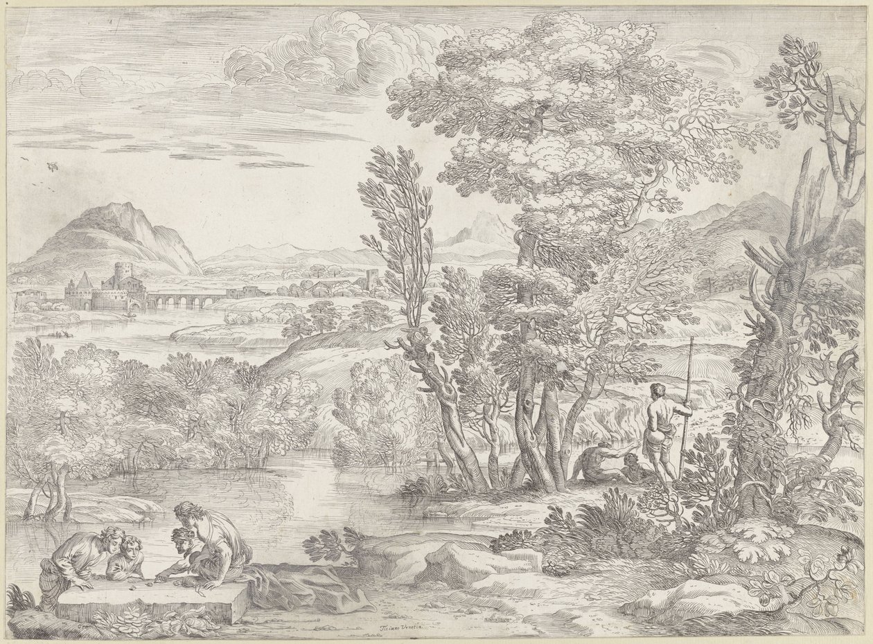 Paysage avec quatre joueurs de dés - Giovanni Francesco Grimaldi