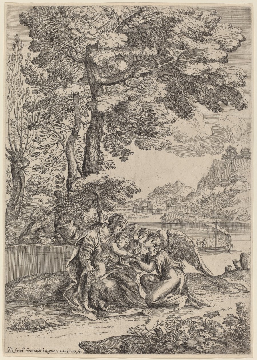 Le Repos pendant la fuite en Égypte - Giovanni Francesco Grimaldi