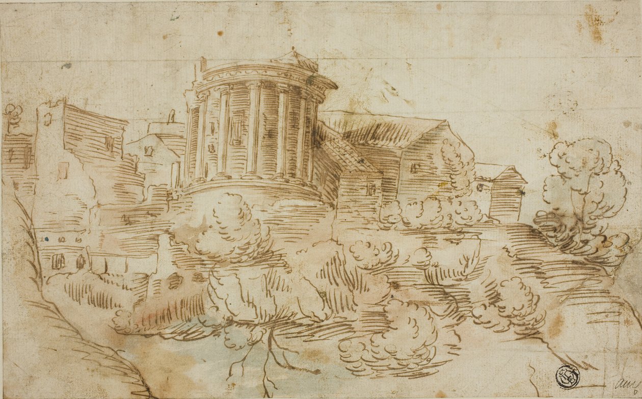 Vue du temple de Vesta, Tivoli - Giovanni Francesco Grimaldi