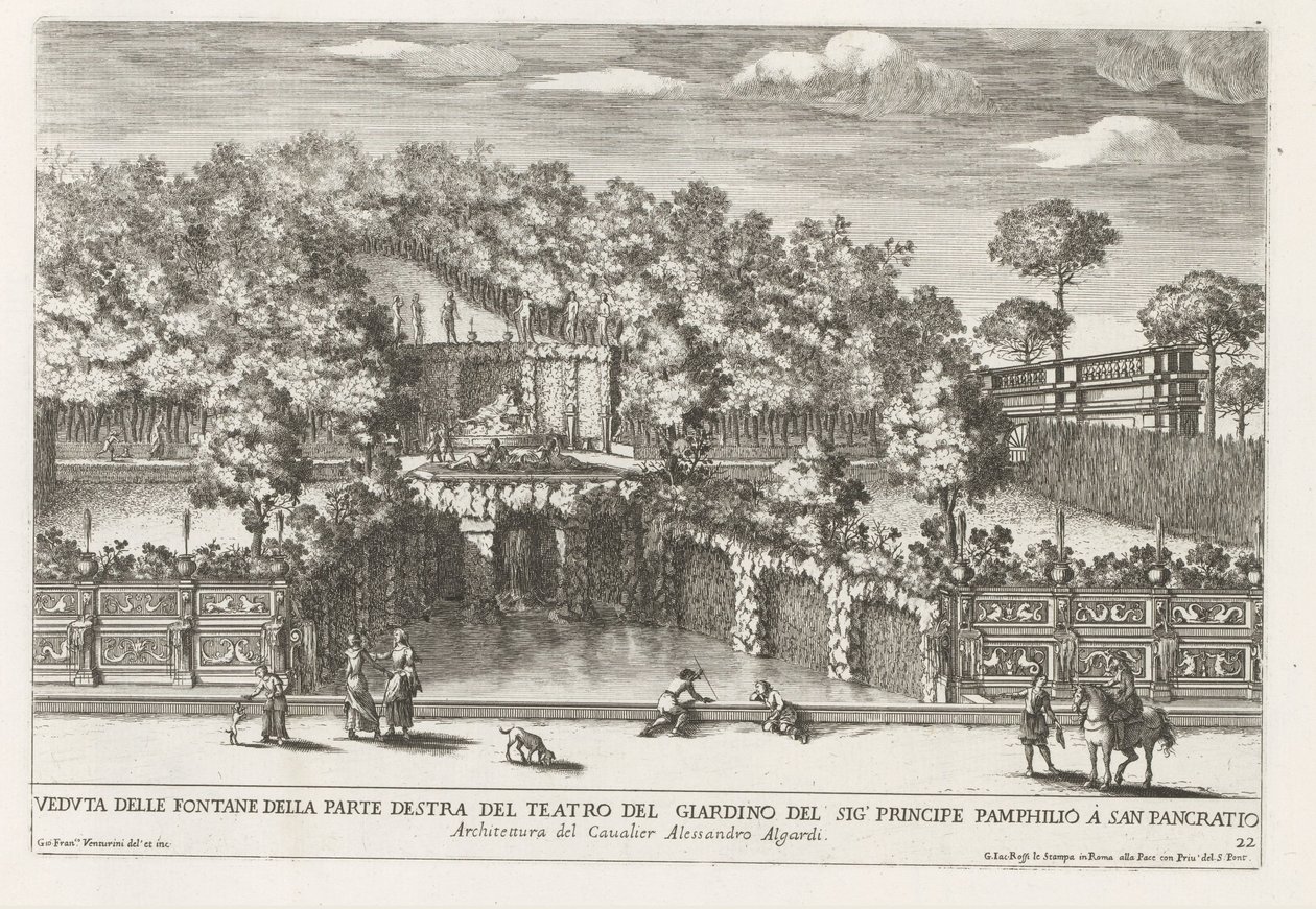 Fontaine dans les jardins de la Villa Doria Pamphilj à Rome - Giovanni Francesco Venturini