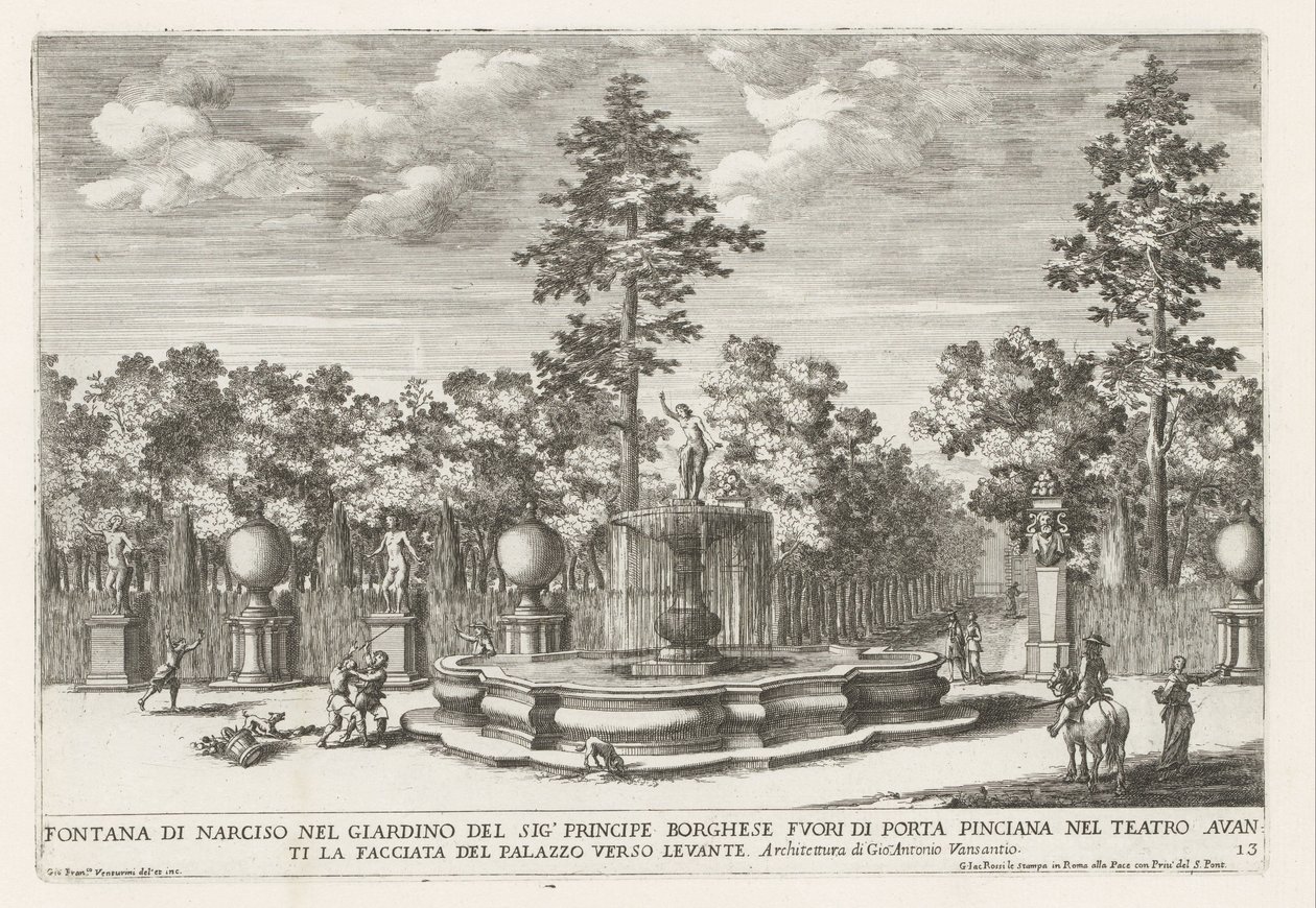 Fontaine de Narcisse dans la Villa Borghese à Rome - Giovanni Francesco Venturini