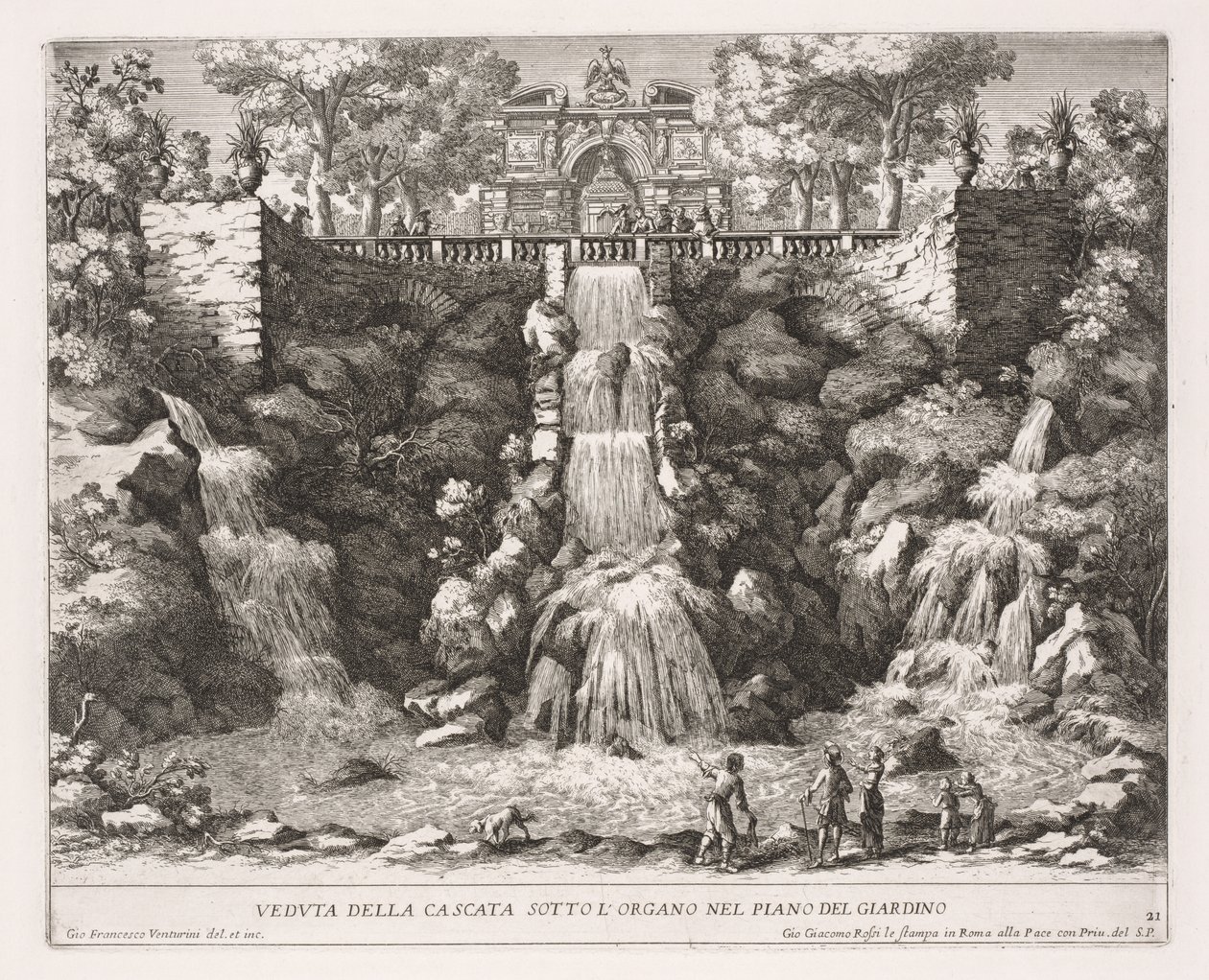 Les fontaines de Rome, Livre IV, planche 21 : Vue de la cascade sous l