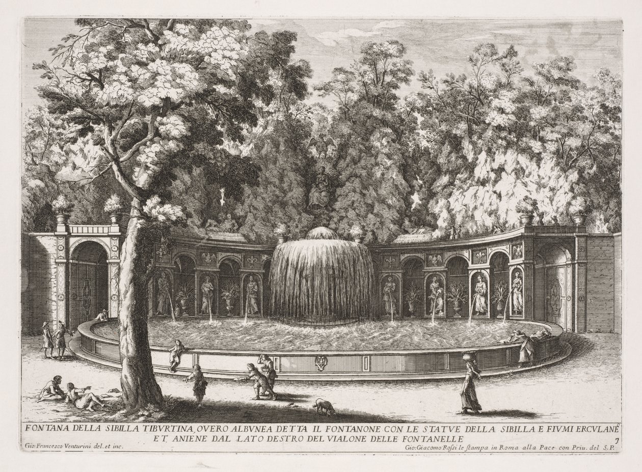 Les fontaines de Rome, Livre IV, planche 7 : Fontaine de la Sibylle Tiburtine - Giovanni Francesco Venturini