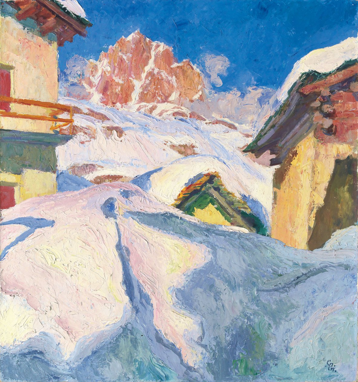 Capolago en hiver avec vue sur le Piz Lagrev, 1928 - Giovanni Giacometti