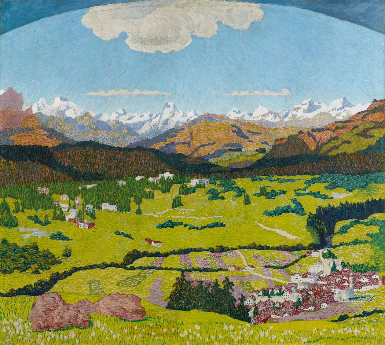Panorama de Flims. Triptyque, panneau central, 1904 - Giovanni Giacometti