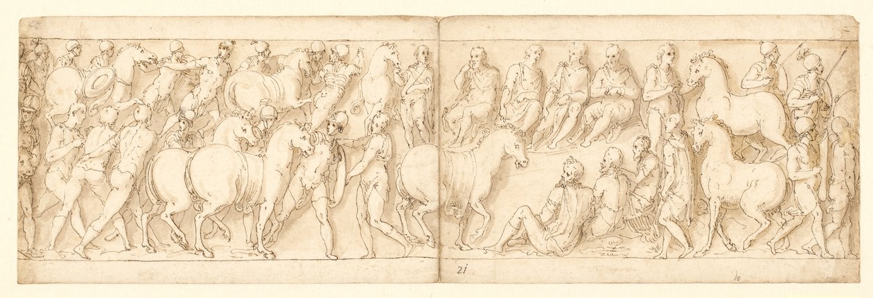 32 copies après la colonne de Marc Aurèle, Piazza Colonna à Rome - Giovanni Guerra