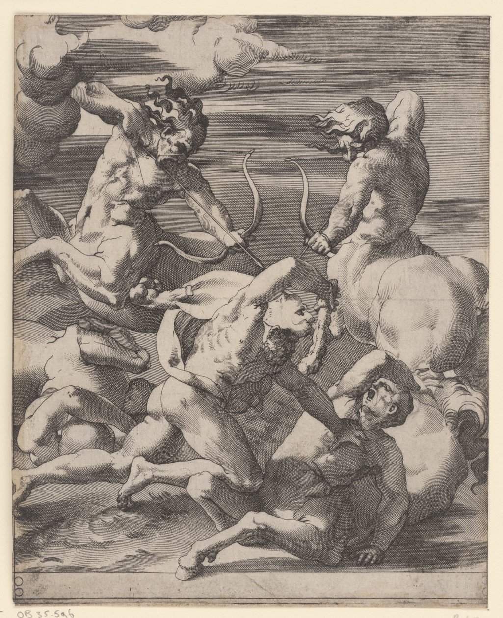 Hercule en combat avec des centaures - Giovanni Jacopo Caraglio