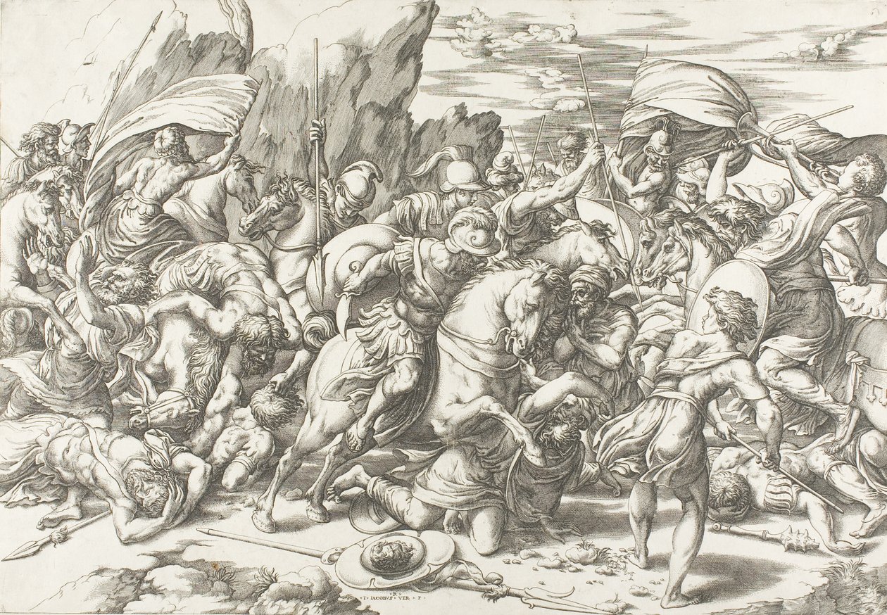La bataille autour du bouclier et de la lance - Giovanni Jacopo Caraglio