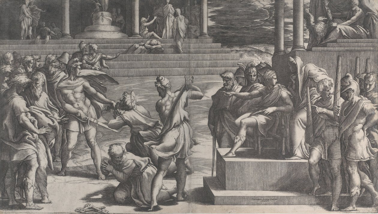 Le martyre de Saint Paul et la condamnation de Saint Pierre - Giovanni Jacopo Caraglio