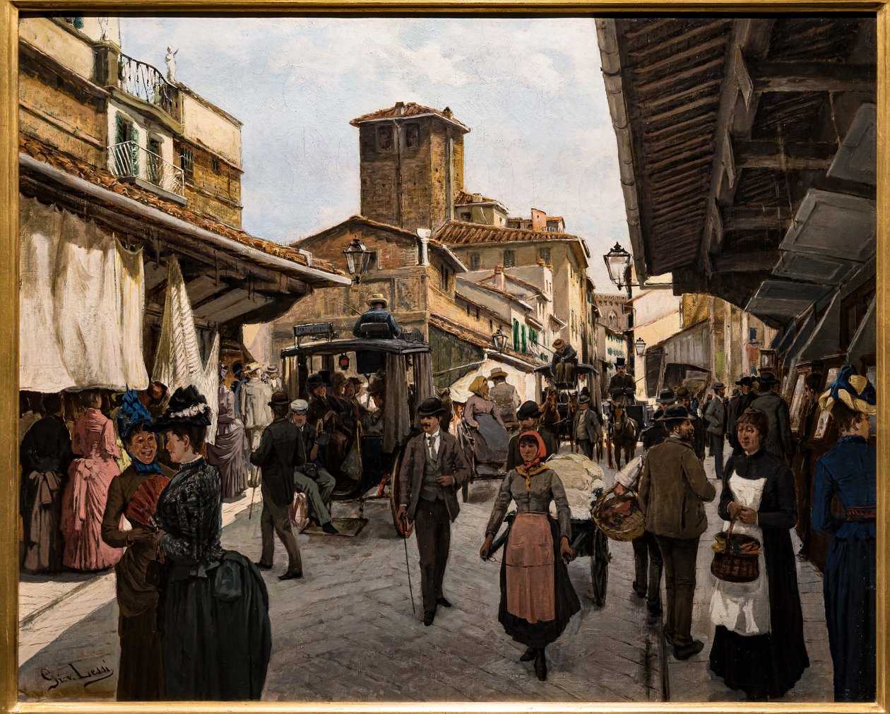 Promenade sur le vieux pont à Florence - Giovanni Lessi