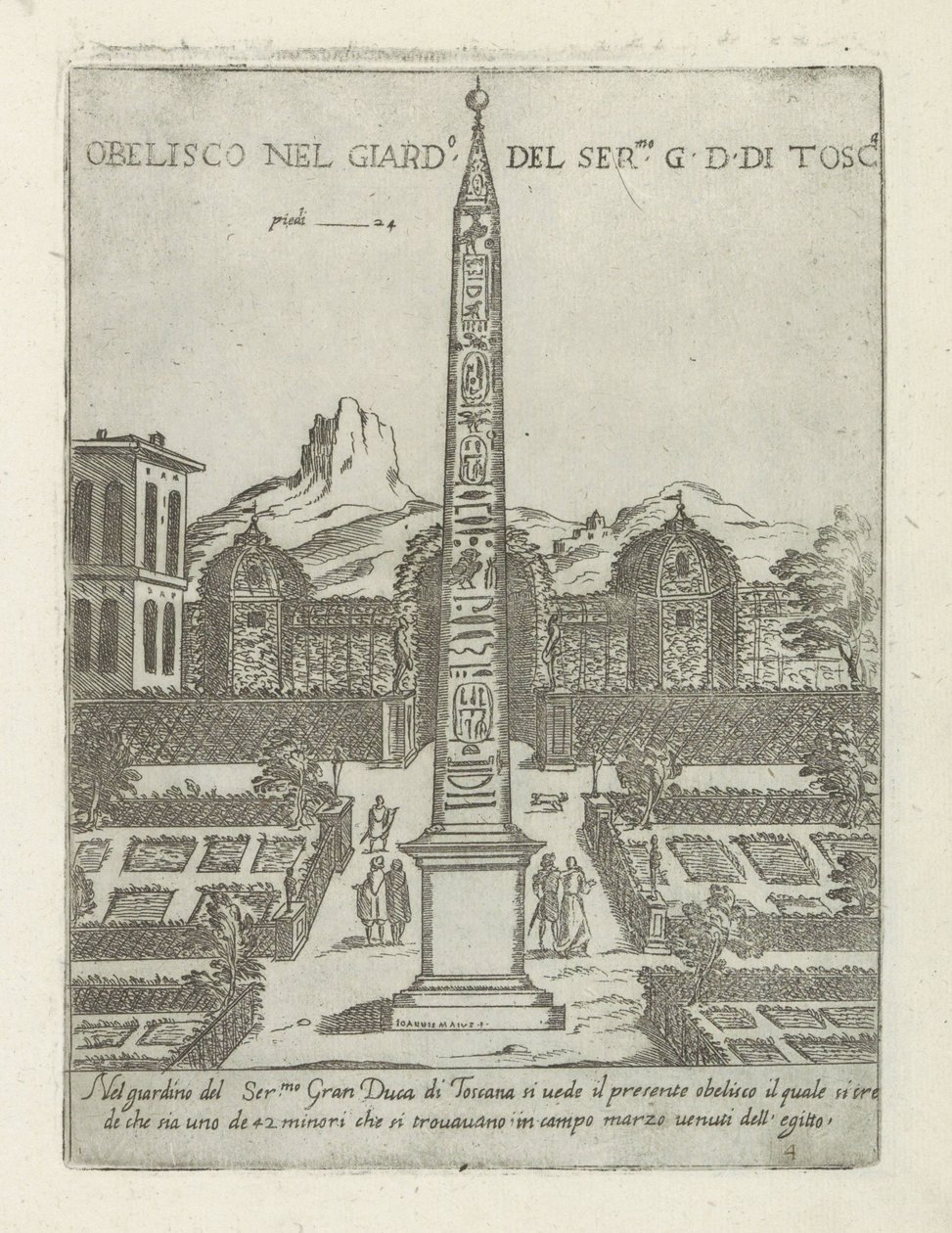 Obélisque égyptien dans le jardin de la Villa Médicis à Rome - Giovanni Maggi