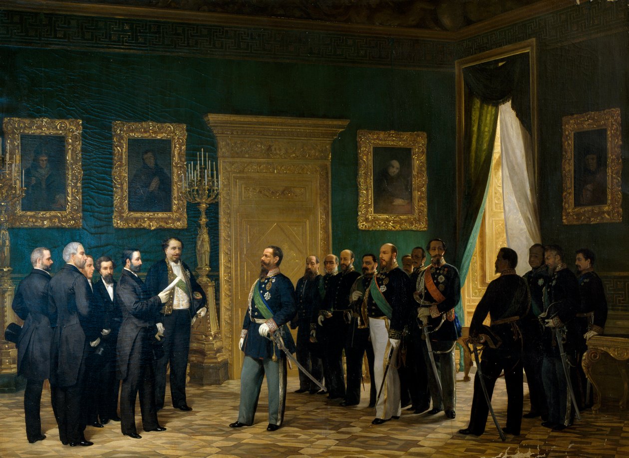 Victor Emmanuel II recevant les représentants toscans avec le décret d